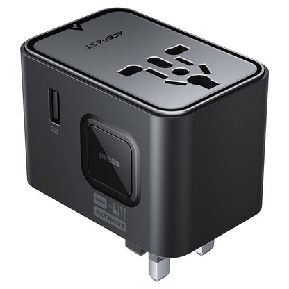 Acefast Z8 Travel -verkkolaturi, 45W, 3A, 2 x USB-A - 3 x USB-C, Musta