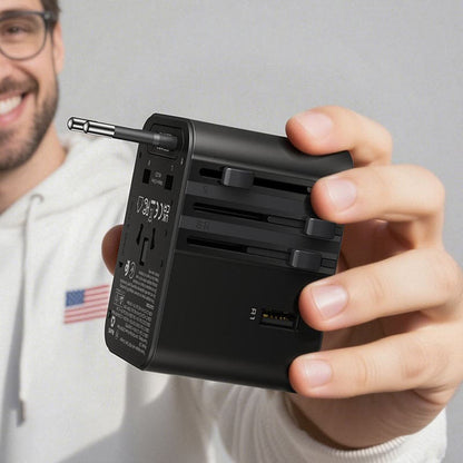 Acefast Z8 Travel -verkkolaturi, 45W, 3A, 2 x USB-A - 3 x USB-C, Musta