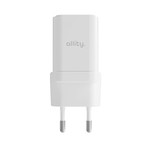 Allity-verkkolaturi. ATC-01-30WAC Mini, 30W, 3A, 1 x USB-A - 1 x USB-C, Valkoinen