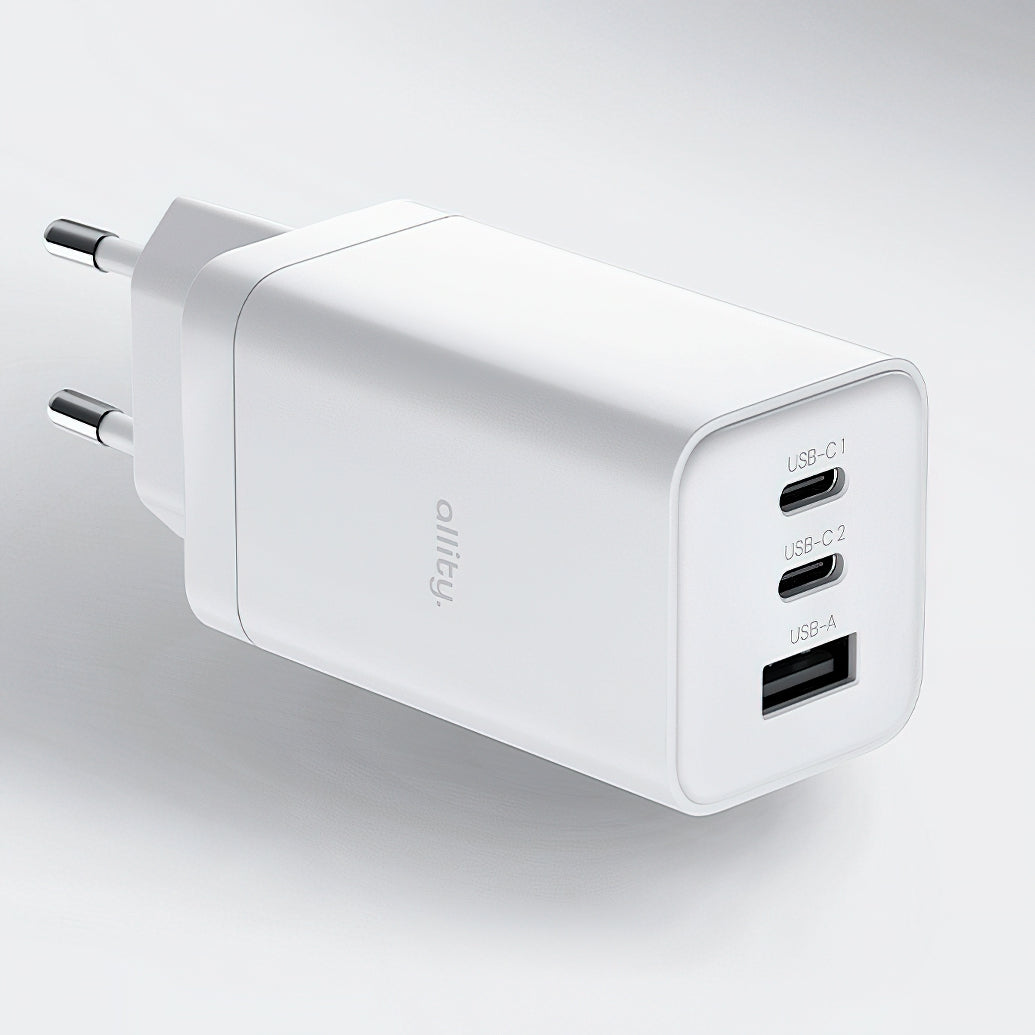Allity-verkkolaturi. ATC-01-65WACC Fast, 65W, 3.25A, 1 x USB-A - 2 x USB-C, Valkoinen