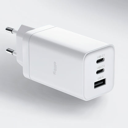 Allity-verkkolaturi. ATC-01-65WACC Fast, 65W, 3.25A, 1 x USB-A - 2 x USB-C, Valkoinen