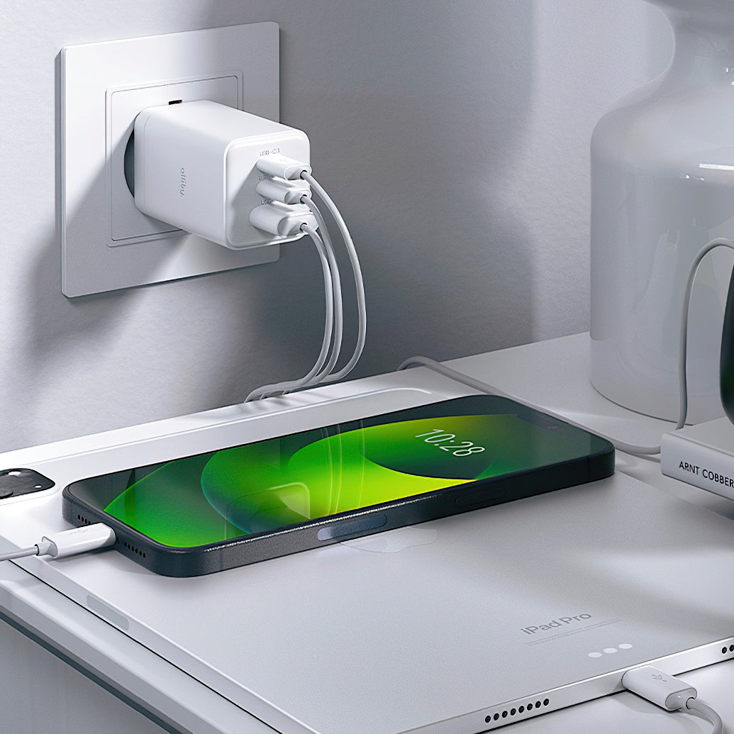 Allity-verkkolaturi. ATC-01-65WACC Fast, 65W, 3.25A, 1 x USB-A - 2 x USB-C, Valkoinen