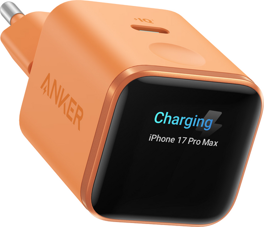 Anker Nano Display verkkolaturi, 45W, 3A, 1 x USB-C, Oranssi A121DGO1