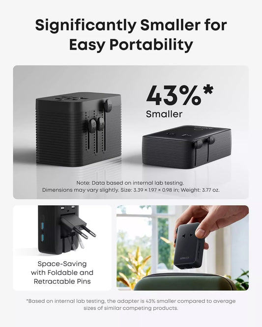 Anker Nano Travel -verkkolaturi, 20W, 3A, 2 x USB-A - 2 x USB-C, Musta A9215H11