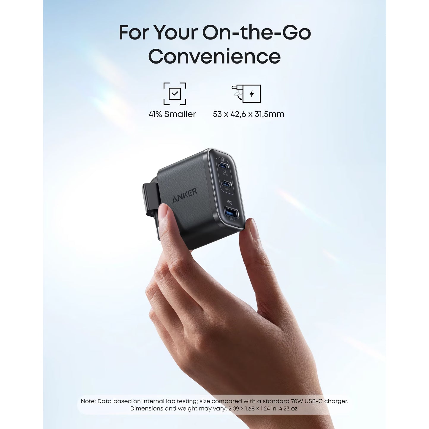 Anker Nano -verkkolaturi, 70W, 3.5A, 1 x USB-A - 2 x USB-C, Musta A121AL11