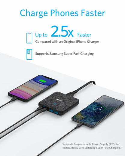 Latausasema Anker PowerPort Atom III, 65W, 3A, 2 x USB-A - 2 x USB-C, Musta A2046G12