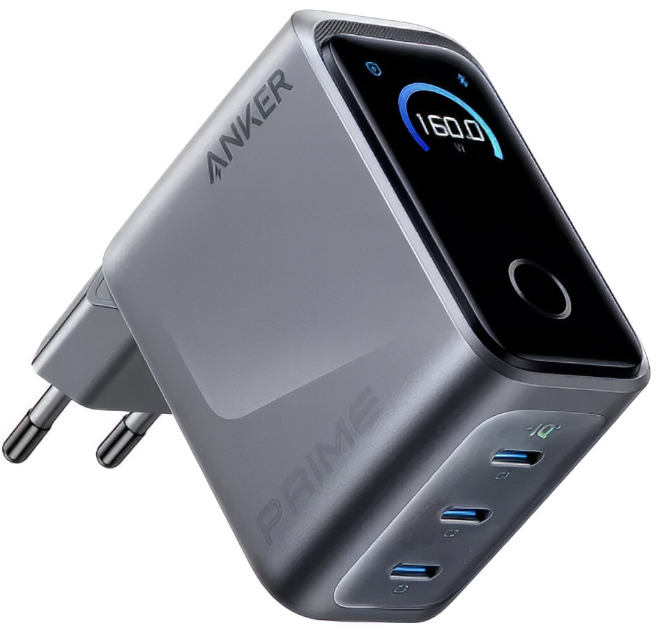 Anker Prime -verkkolaturi, 160W, 5.36A, 3 x USB-C, Harmaa A2687341