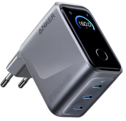 Anker Prime -verkkolaturi, 160W, 5.36A, 3 x USB-C, Harmaa A2687341