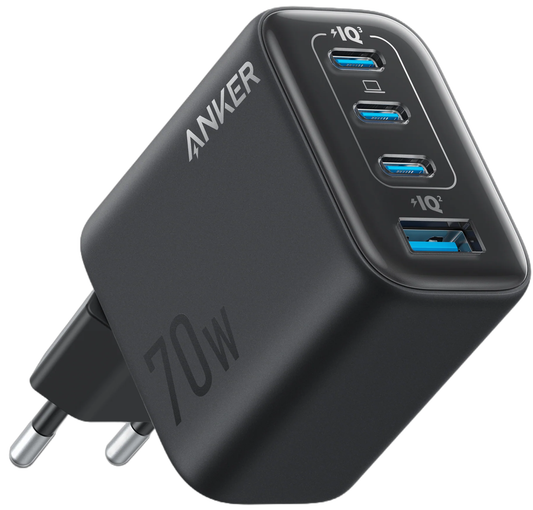 Anker Zolo -verkkolaturi, 70W, 3.5A, 1 x USB-A - 3 x USB-C, Musta A121CG11