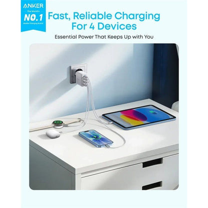 Anker Zolo verkkolaturi, 50W, 3A, 2 x USB-A - 2 x USB-C, Valkoinen A121EG21