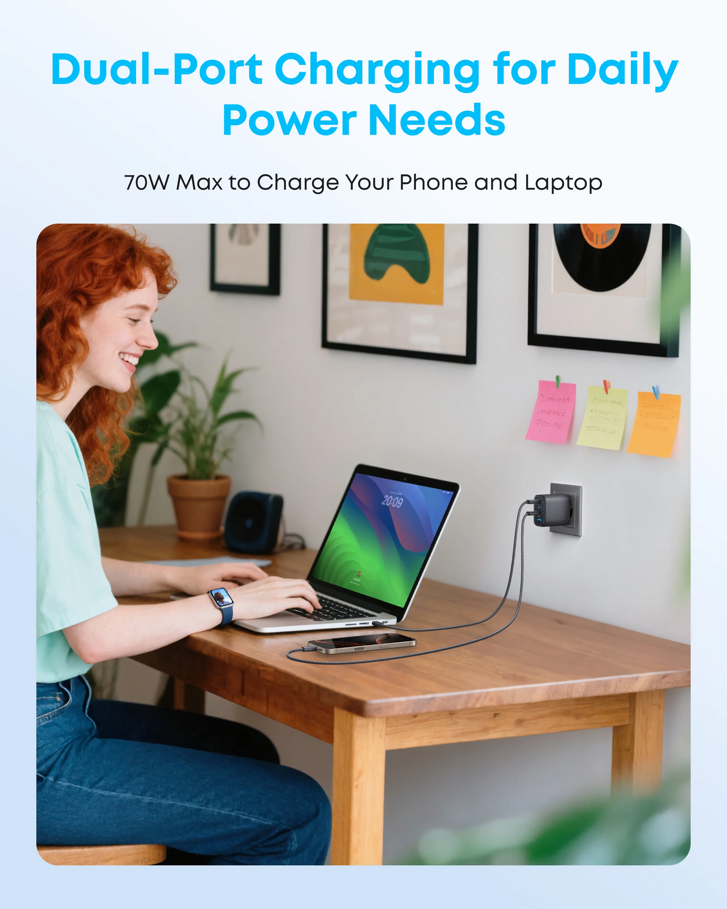 Anker Zolo verkkolaturi, 70W, 1 x USB-A - 3 x USB-C, Musta A121CG11