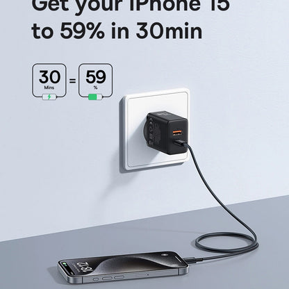 Baseus Cube -verkkolaturi, 20W, 3A, 1 x USB-A - 1 x USB-C, Musta P10111403113-00