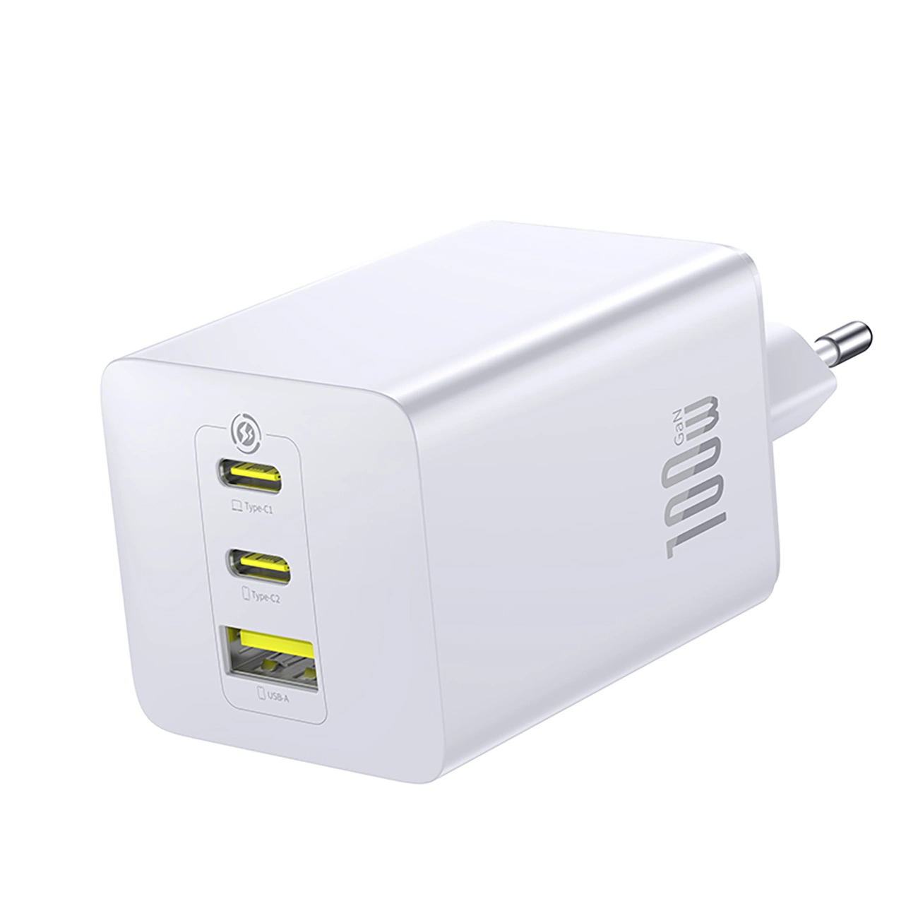 Baseus EnerFill FE11 -verkkolaturi, 100W, 5A, 1 x USB-A - 2 x USB-C, Valkoinen P10182102213-00