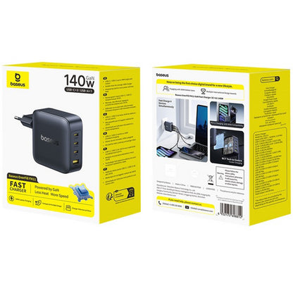 Baseus EnerFill FH11 -verkkolaturi, 140W, 5A, 1 x USB-A - 3 x USB-C, Musta E0121J00
