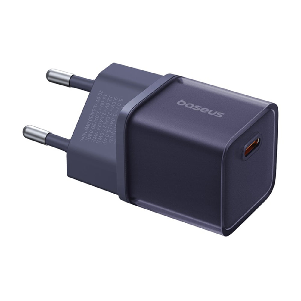 Baseus GaN5S -verkkolaturi, 30W, 3A, 1 x USB-C, Violetti P10162504523-00