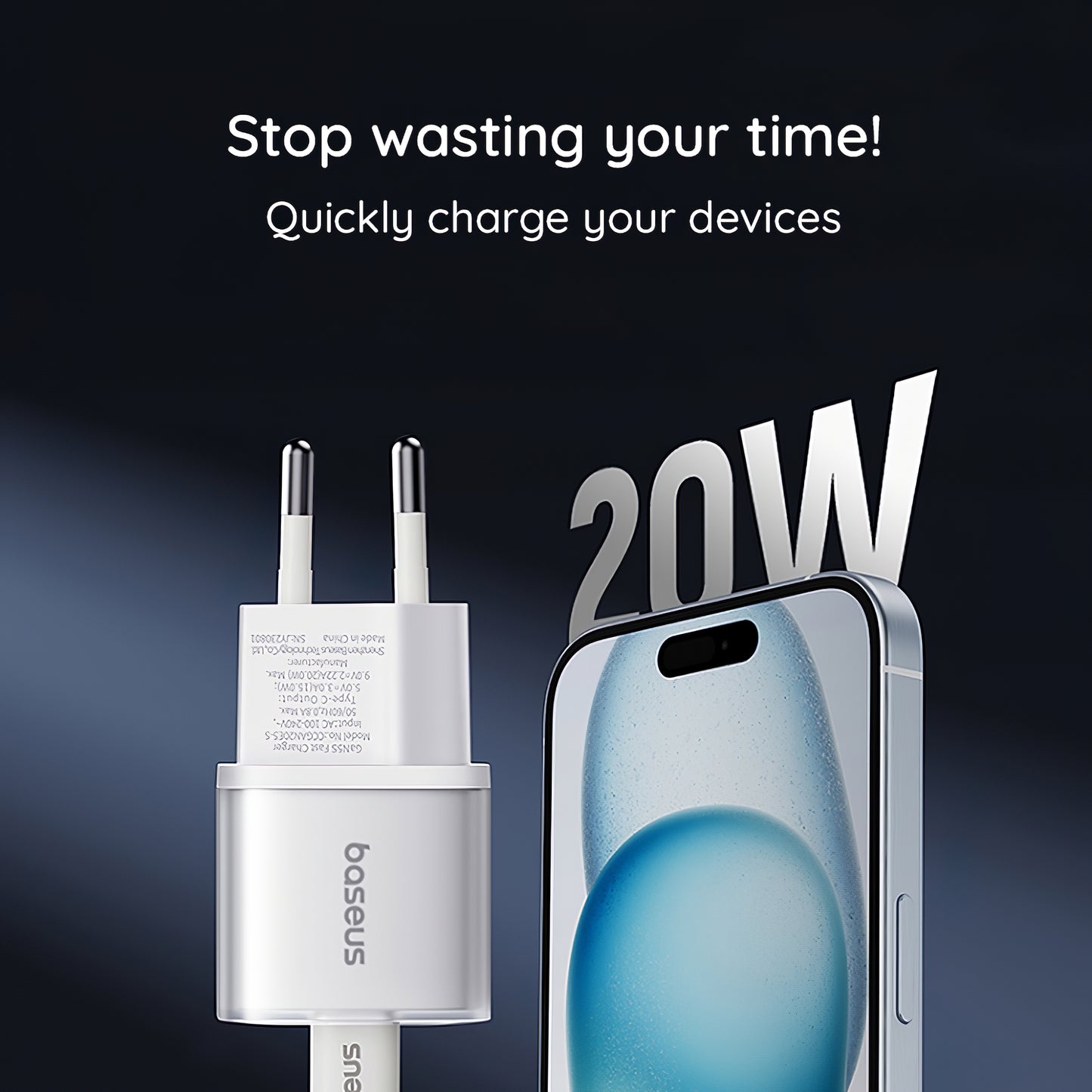 Baseus GaN5S verkkolaturi GaN5S, 20W, 3A, 1 x USB-C, valkoinen P1016250503213-00 