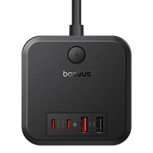 Baseus PowerCombo Cube, 30W, 3A, 2 x USB-A - 2 x USB-C - 3 x Schuko, musta E00066400117-00