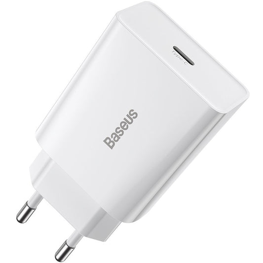 Baseus Speed Mini -verkkolaturi, 20W, 3A, 1 x USB-C, Valkoinen CCFS-SN02