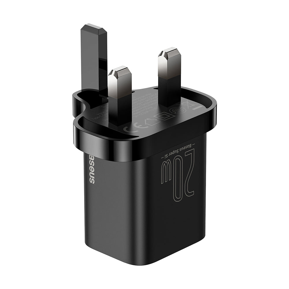 Baseus Super Si UK -verkkolaturi, 20W, 3A, 1 x USB-C, Musta CCSUP-K01