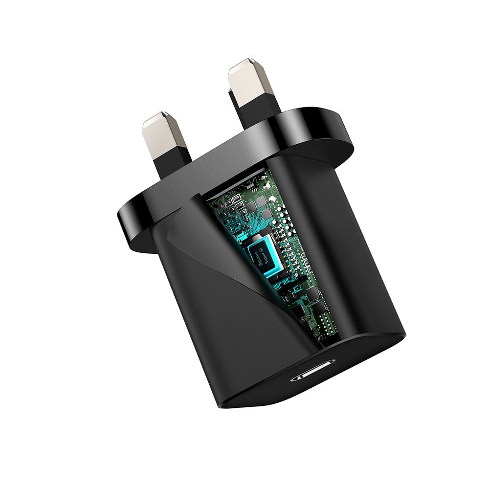 Baseus Super Si UK -verkkolaturi, 20W, 3A, 1 x USB-C, Musta CCSUP-K01