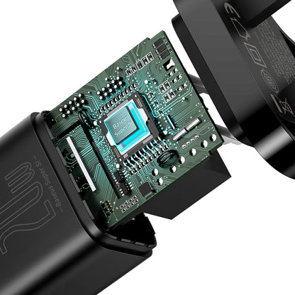 Baseus Super Si UK -verkkolaturi, 20W, 3A, 1 x USB-C, Musta CCSUP-K01