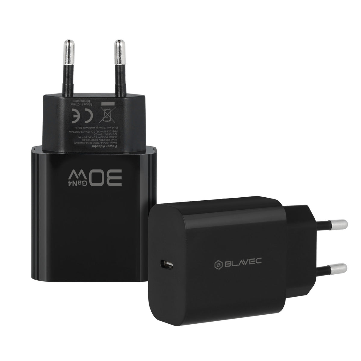 Blavec BC-14 -verkkovirtalaturi, 30 W, 3 A, 1 x USB-C, musta
