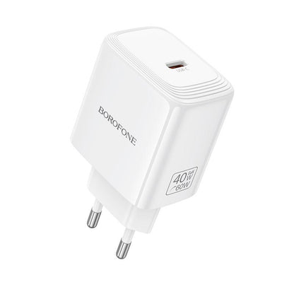 Borofone BN33 Fuente verkkolaturi, 40W, 1 x USB-C, valkoinen