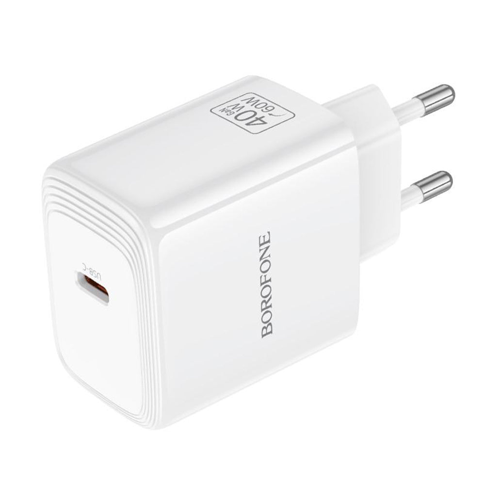Borofone BN33 Fuente verkkolaturi, 40W, 1 x USB-C, valkoinen