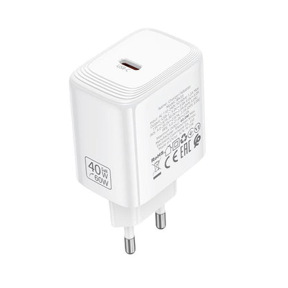 Borofone BN33 Fuente verkkolaturi, 40W, 1 x USB-C, valkoinen