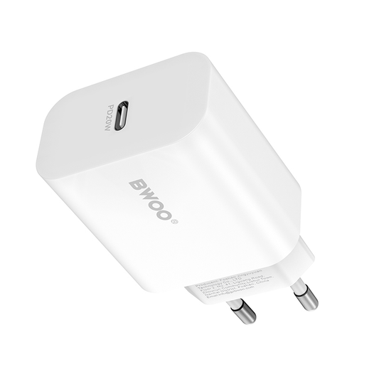 Verkkolaturi BWOO CDA233, 20W, 3A, 1 x USB-C, Valkoinen