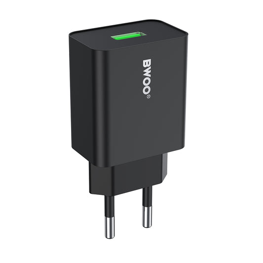 BWOO CDA249 Verkkolaturi, 12W, 2.4A, 1 x USB-A, Musta