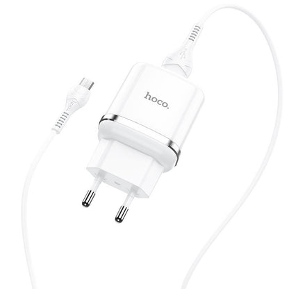 Verkkolaturi microUSB-kaapelilla HOCO N3, 18W, 3A, 1 x USB-A, Valkoinen