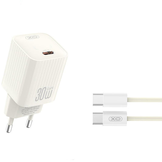Verkkolaturi USB-C-kaapelilla XO Design L148, 30W, 3A, 1 x USB-C, Beige