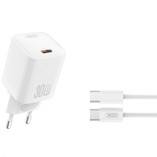 Verkkolaturi USB-C-kaapelilla XO Design L148, 30W, 3A, 1 x USB-C, Valkoinen