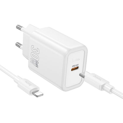 Verkkolaturi Lightning-kaapelilla HOCO N62, 30W, 3A, 1 x USB-C, Valkoinen