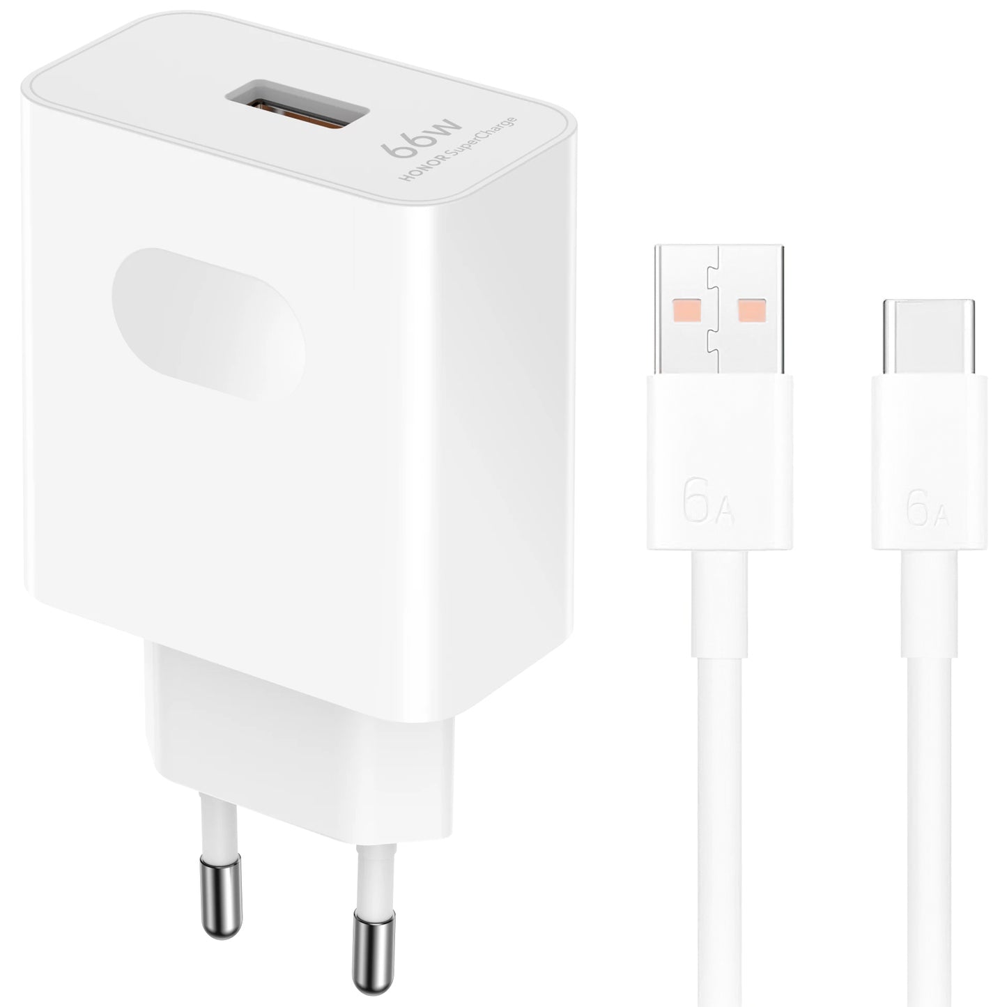 Verkkolaturi USB-C-kaapelilla Honor HN-110600E00, 66W, 6A, 1 x USB-A, Valkoinen 5503AAHX