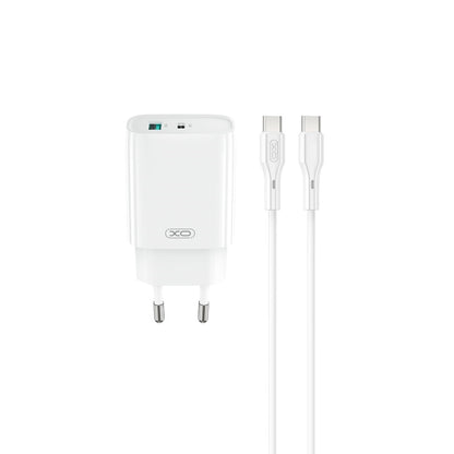 Verkkolaturi USB-C-kaapelilla XO Design CE29, 20W, 3A, 1 x USB-A - 1 x USB-C, Valkoinen