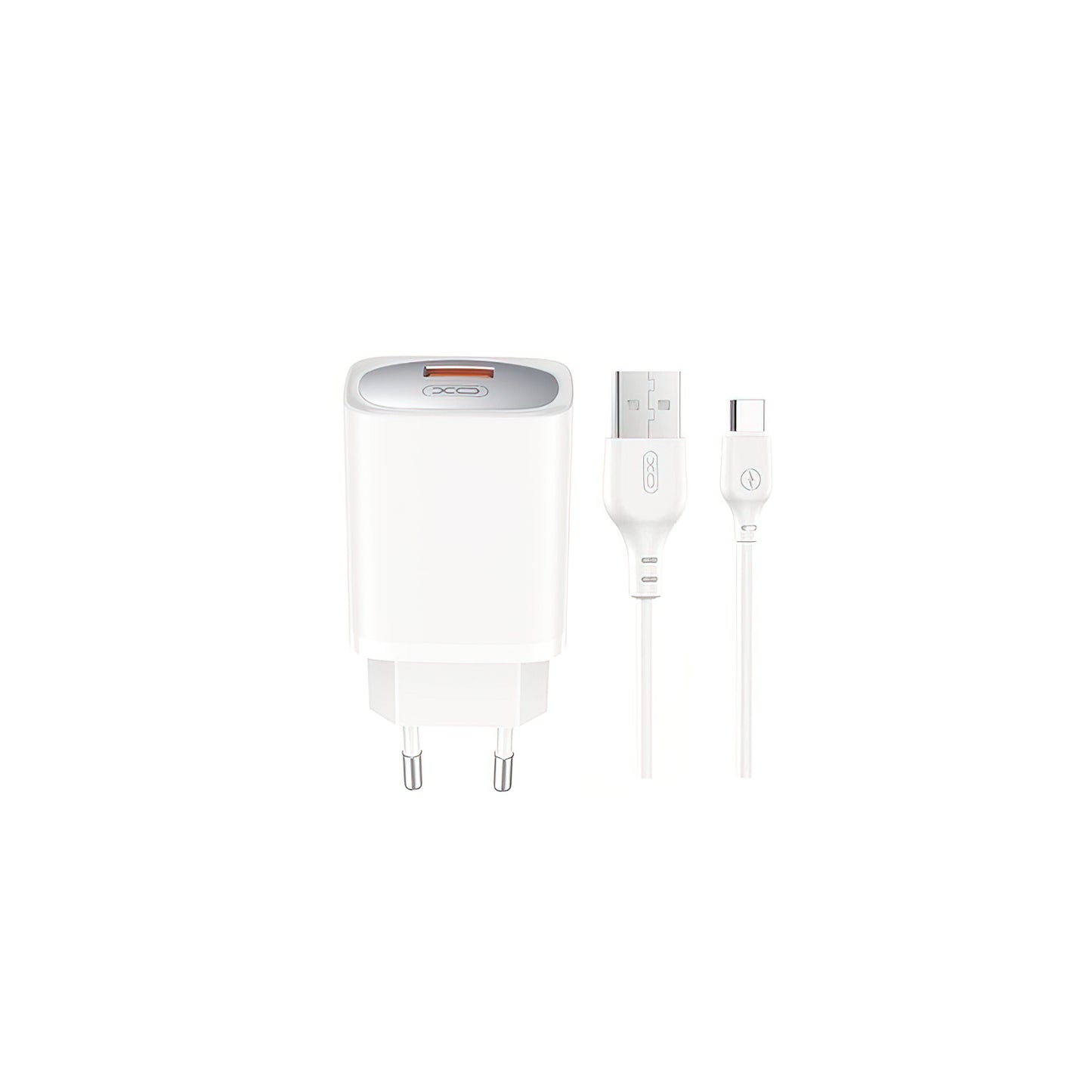 Verkkolaturi USB-C-kaapelilla XO Design CE19, 18W, 3A, 1 x USB-A, Valkoinen