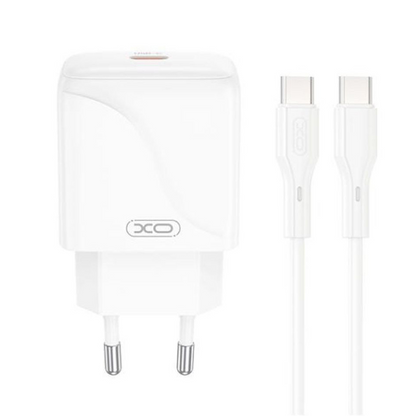Verkkolaturi USB-C-kaapelilla XO Design L141, 20W, 3A, 1 x USB-C, Valkoinen