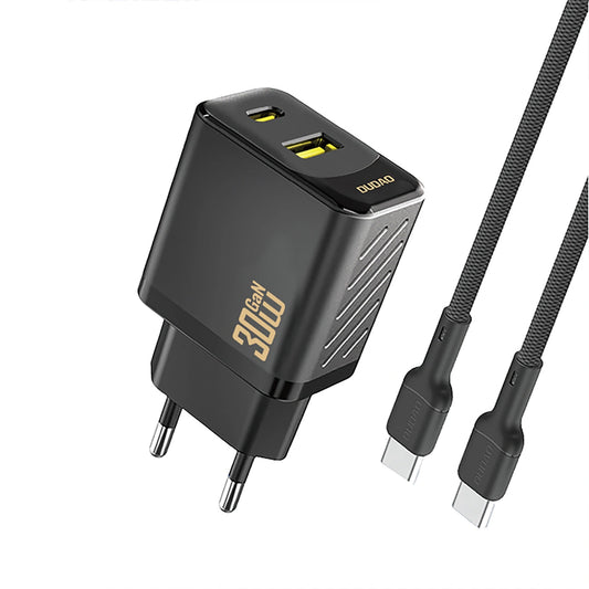 Verkkolaturi USB-C-kaapelilla Dudao A27TCEU, 30W, 1 x USB-A - 1 x USB-C, Musta