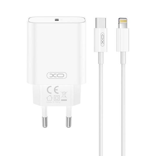Verkkolaturi Lightning-kaapelilla XO Design CE32, 20W, 3A, 1 x USB-C, Valkoinen