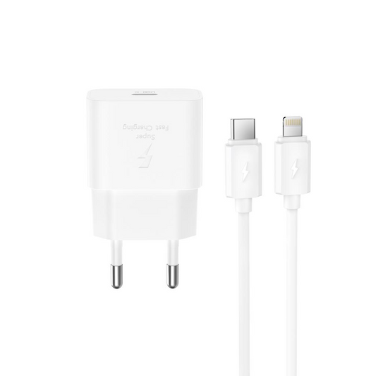 Verkkolaturi Lightning-kaapelilla XO Design L167, 25W, 3A, 1 x USB-C, Valkoinen