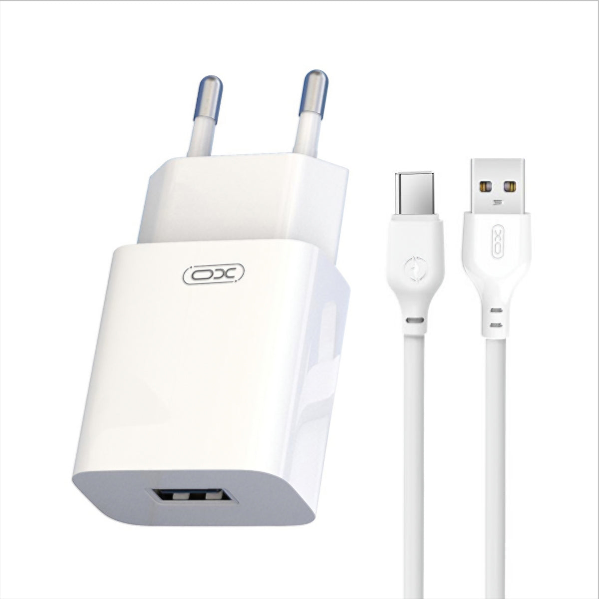 Verkkolaturi USB-C-kaapelilla XO Design L99, 12W, 2.4A, 1 x USB-A, Valkoinen