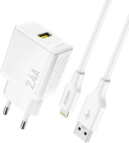 Verkkolaturi Lightning-kaapelilla Dudao A23LEU, 30W, 2.4A, 1 x USB-A, Valkoinen