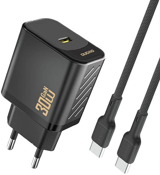 Verkkolaturi USB-C-kaapelilla Dudao A27PCEU, 30W, 3A, 1 x USB-C, Musta