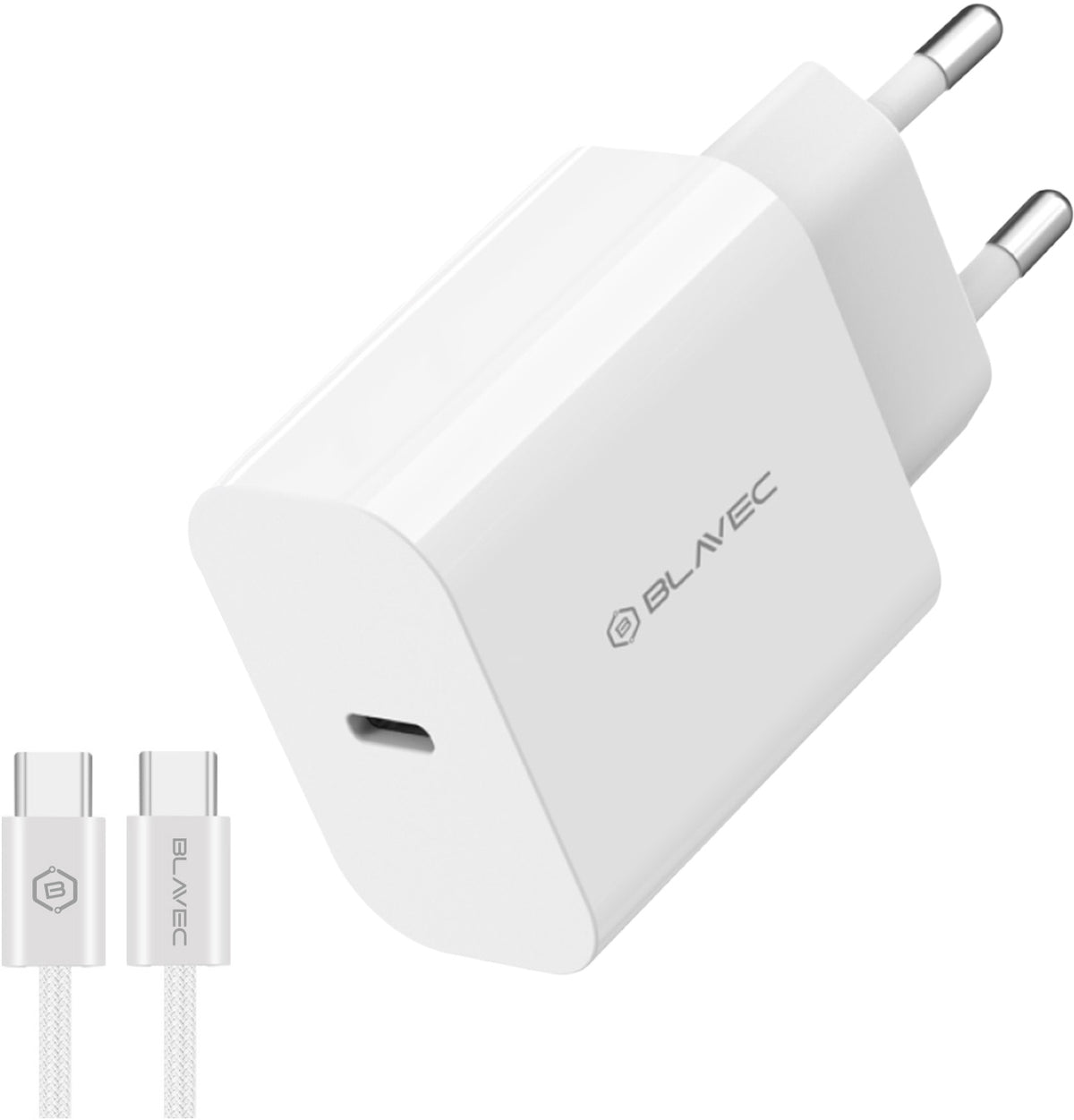 Blavec BC-14 -verkkovirtalaturi USB-C-kaapelilla, 30 W, 3 A, 1 x USB-C, valkoinen