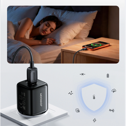 Verkkolaturi USB-C-kaapelilla Joyroom JR-TG7, 33W, 3A, 1 x USB-A - 1 x USB-C, Musta