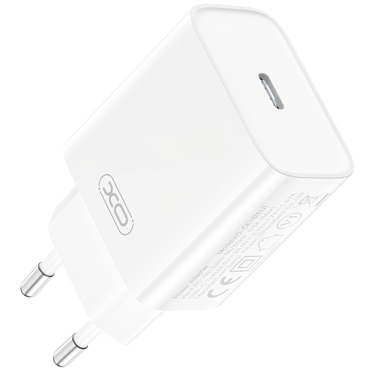 Verkkolaturi USB-C-kaapelilla XO Design CE15, 20W, 3A, 1 x USB-C, Valkoinen