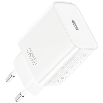 Verkkolaturi USB-C-kaapelilla XO Design CE15, 20W, 3A, 1 x USB-C, Valkoinen