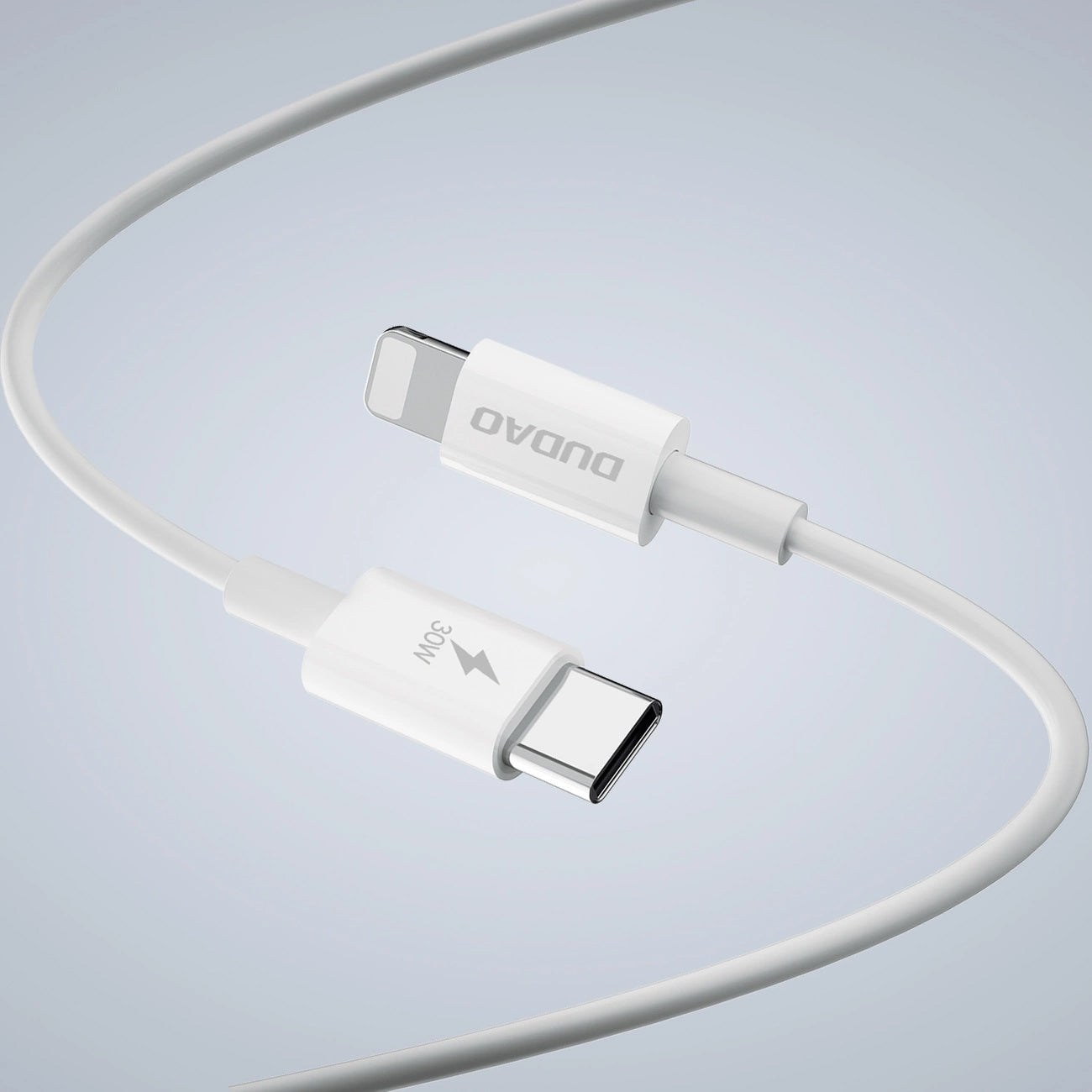 Dudao A30EUL verkkolaturi Lightning-kaapelilla, 30W, 3A, 1 x USB-A - 1 x USB-C, valkoinen 